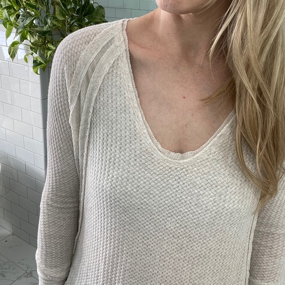 Free People white waffle knit top NWOT - Picture 4 of 5
